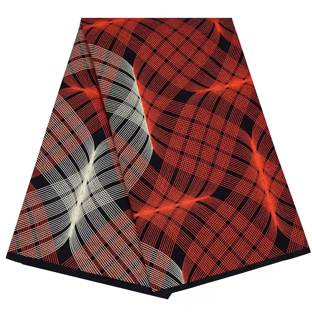Longan Craft France présente un tissu wax 100% coton au mètre, motif traditionnel Kente façon Ankara, parfait pour costumes de scène et créations.