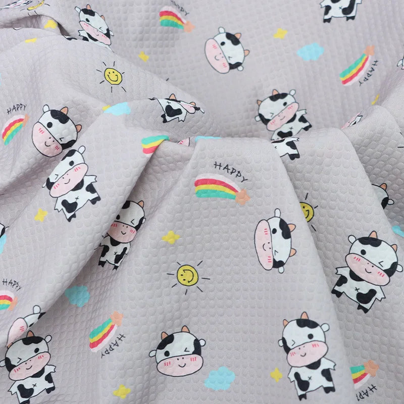 Tissu imprimé vache 100 % polyester au mètre