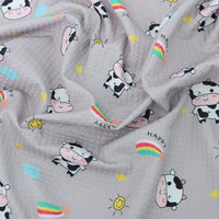 Tissu imprimé vache 100 % polyester au mètre