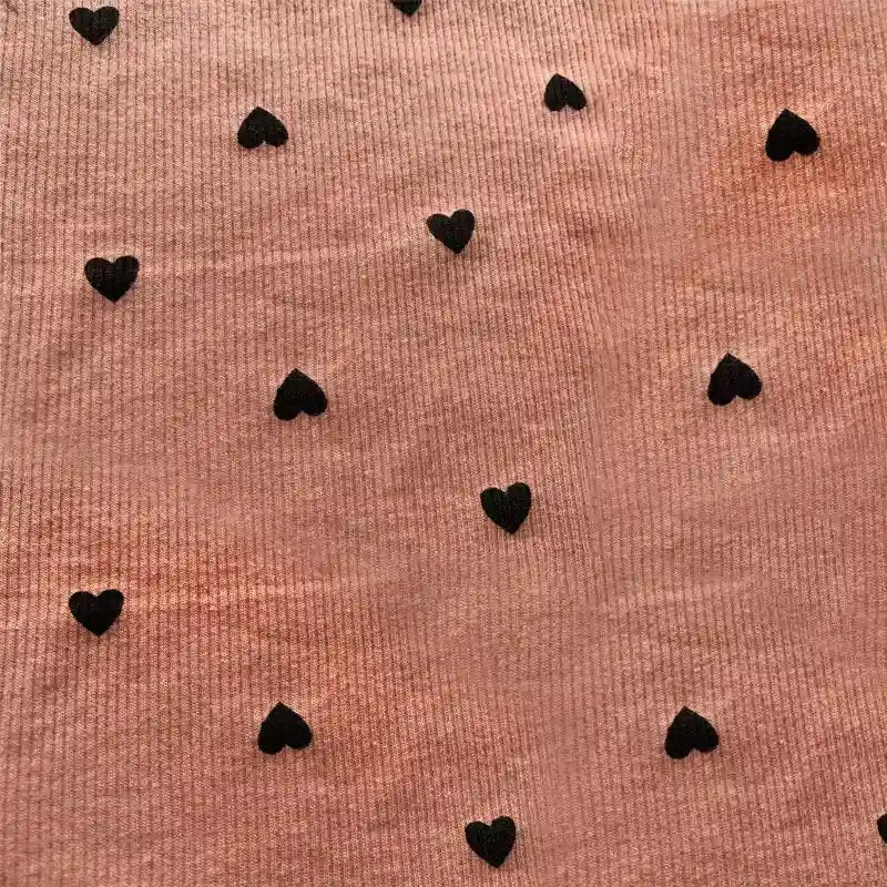 Tissu côtelé imprimé cœur 2x2 au mètre