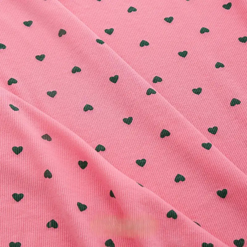 Tissu côtelé imprimé cœur 2x2 au mètre