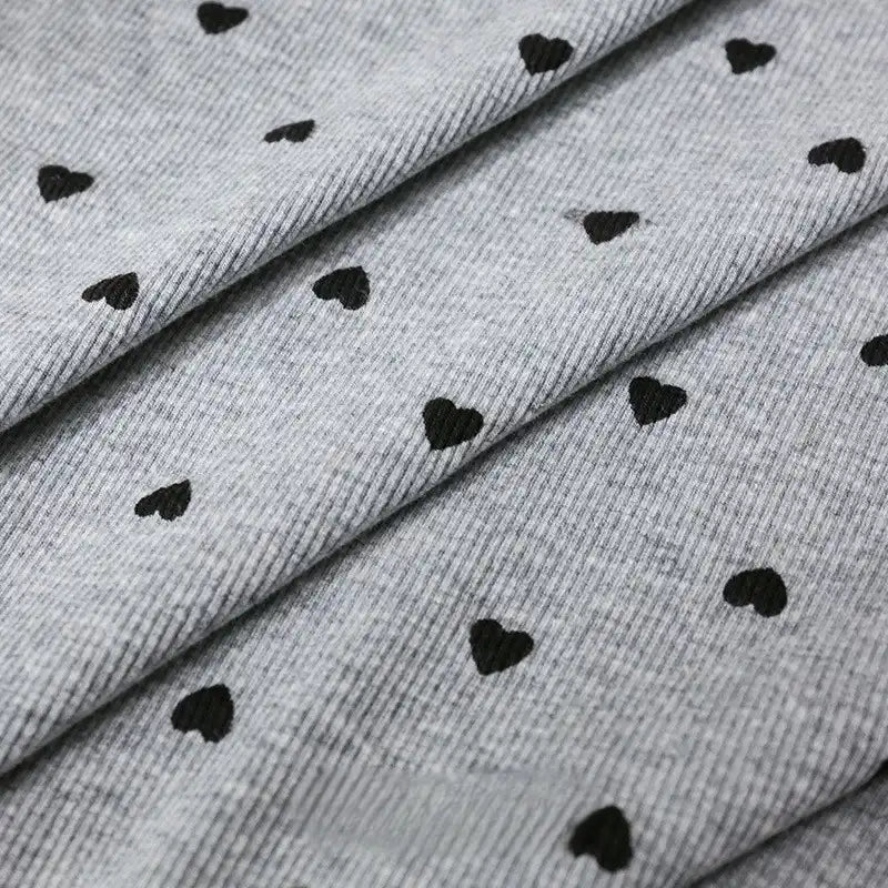 Tissu côtelé imprimé cœur 2x2 au mètre