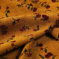 Tissu velour côtelé coton 8 côtes à motif floral au mètre