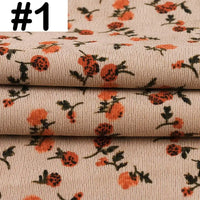 Tissu velour côtelé coton 8 côtes à motif floral au mètre