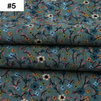 Tissu velour côtelé coton 8 côtes à motif floral au mètre