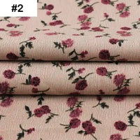 Tissu velour côtelé coton 8 côtes à motif floral au mètre