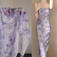 Mousseline violette style ancien au mètre