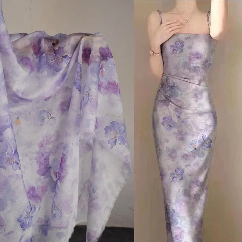 Mousseline violette style ancien au mètre