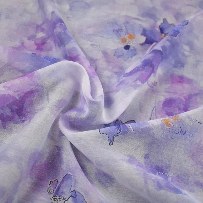 Mousseline violette style ancien au mètre
