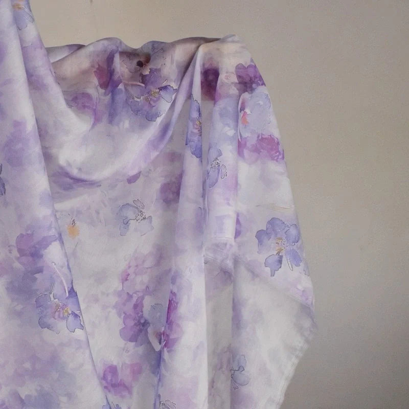 Mousseline violette style ancien au mètre