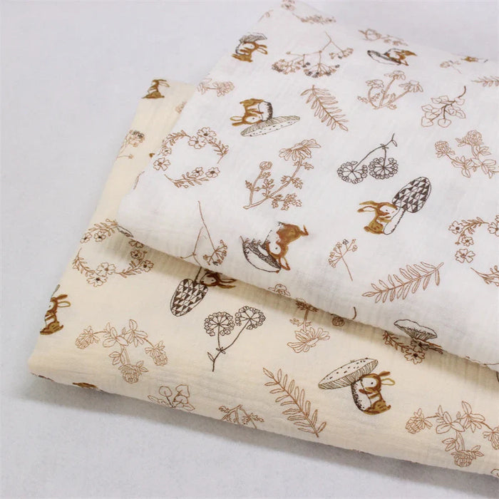 Tissu double gaze de coton imprimé animaux au mètre