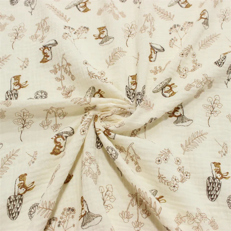 Tissu double gaze de coton imprimé animaux au mètre