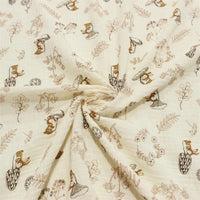 Tissu double gaze de coton imprimé animaux au mètre