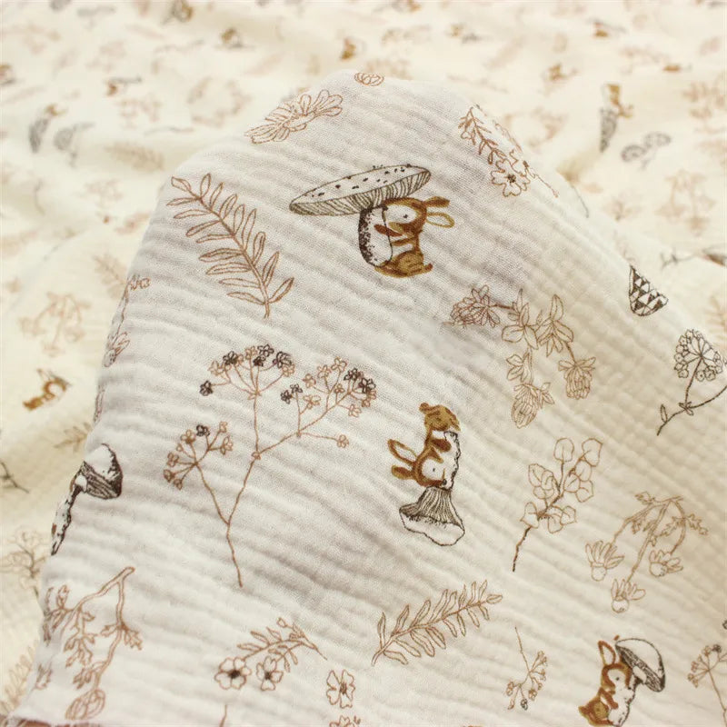 Tissu double gaze de coton imprimé animaux au mètre