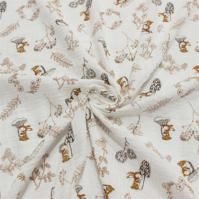 Tissu double gaze de coton imprimé animaux au mètre