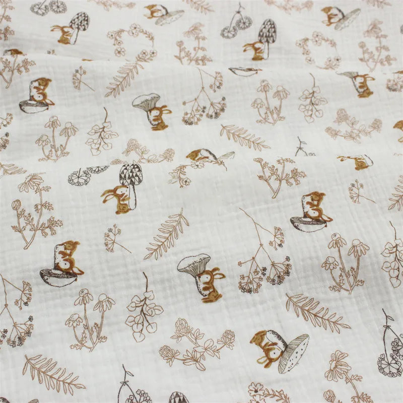 Tissu double gaze de coton imprimé animaux au mètre