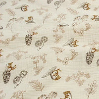 Tissu double gaze de coton imprimé animaux au mètre