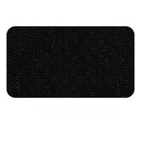 Un échantillon rectangulaire de tissu noir piqué nid d'abeille 100% polyester de Longan Craft France, montrant son motif de maille texturée, présenté sur un fond blanc. Tissu idéal pour le bricolage et l'évacuation de l'humidité pour les vêtements de sport.