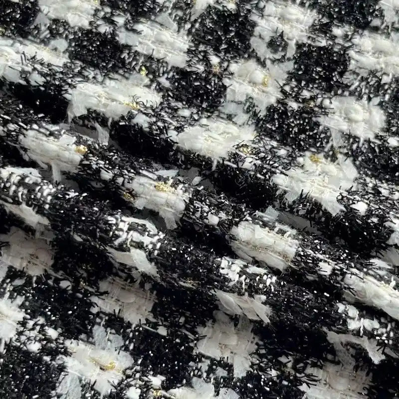 Tissu tweed noir et blanc au mètre