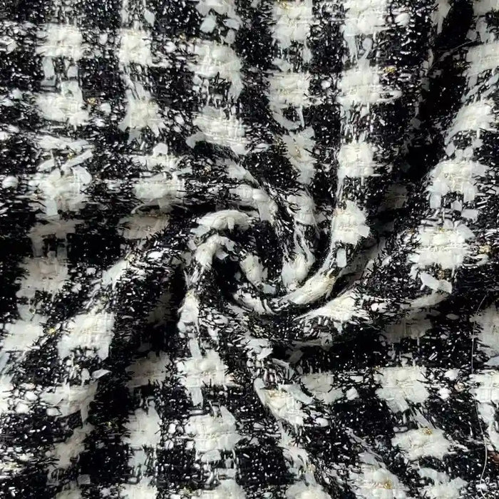 Tissu tweed noir et blanc au mètre