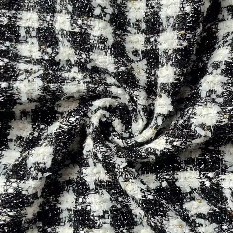 Tissu tweed noir et blanc au mètre