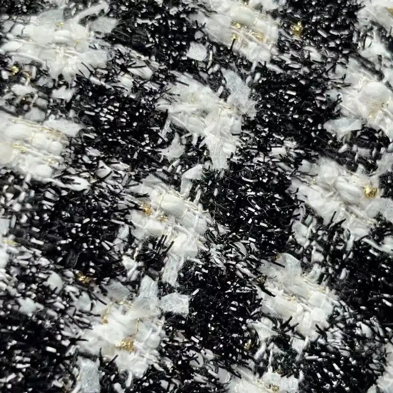Tissu tweed noir et blanc au mètre