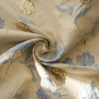 Tissu jacquard brocart fleur bleue au mètre