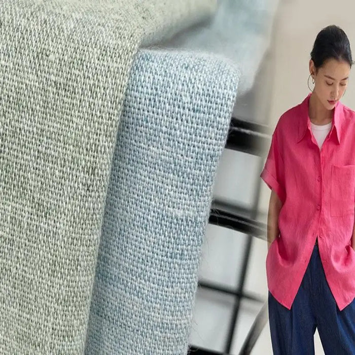 Tissu chambray en mélange coton-lin au mètre