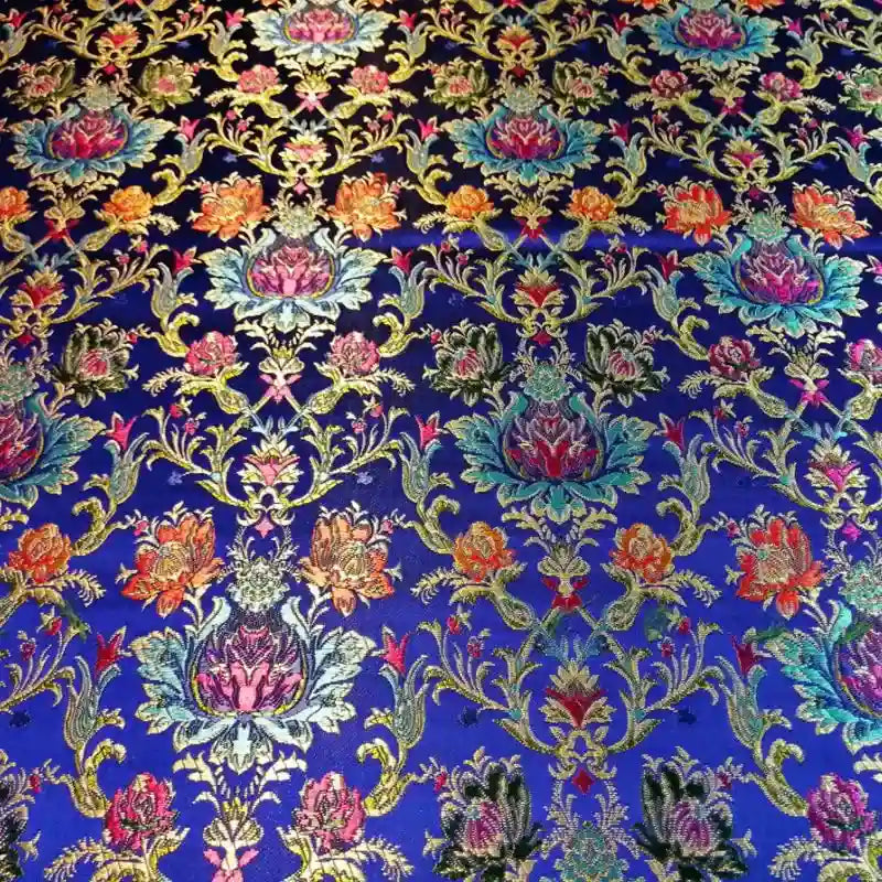 Tissu brocart soyeux à fleurs chinoises au mètre