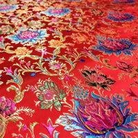 Tissu brocart soyeux à fleurs chinoises au mètre