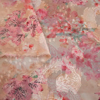 Tissu mousseline d’inspiration chinoise rose au mètre