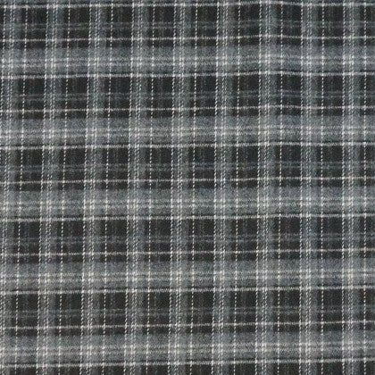 Longan Craft France présente un tissu flanelle mammouth à carreaux noir et gris en polyester et rayonne, brossé et douillet, vendu au mètre-idéal pour vêtements et projets classiques avec son motif élégant à lignes croisées.