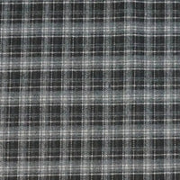 Longan Craft France présente un tissu flanelle mammouth à carreaux noir et gris en polyester et rayonne, brossé et douillet, vendu au mètre-idéal pour vêtements et projets classiques avec son motif élégant à lignes croisées.
