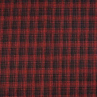 Tissu flanelle mammouth en polyester et rayonne à carreaux rouges et noirs, doux et idéal pour vêtements. Tissu flanelle brossée vendu au mètre par Longan Craft France.