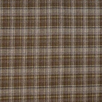 Gros plan sur le Tissu flanelle mammouth en polyester et rayonne de Longan Craft France, montrant un motif à carreaux marron, beige et jaune en lignes croisées sur ce tissu flanelle brossée douillet, idéal pour vêtements.