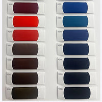 Douze échantillons rectangulaires (K044-K060) du tissu satiné coloré en viscose au mètre de Longan Craft France sont disposés en deux colonnes, présentant des nuances de rouge, de brun, de bleu et de gris foncé, idéales pour les robes élégantes.