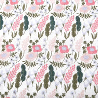 Tissu coton lin brodé à motif floral au mètre