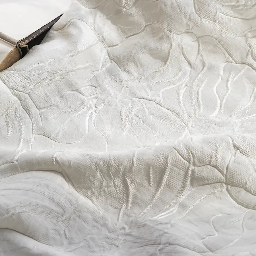 Tissu brocart jacquard embossé floral au mètre | Polyester 3D uni à motif de fleurs
