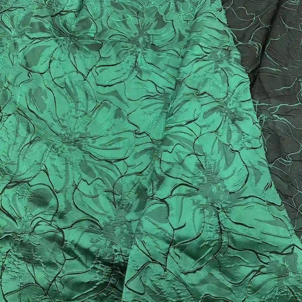 Tissu brocart jacquard embossé floral au mètre | Polyester 3D uni à motif de fleurs