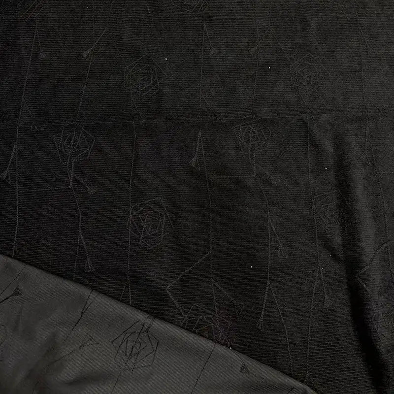 Velours côtelé brodé à motifs floraux géométriques au mètre