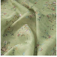 Tissu ramie fleuri vert style chinoiserie au mètre