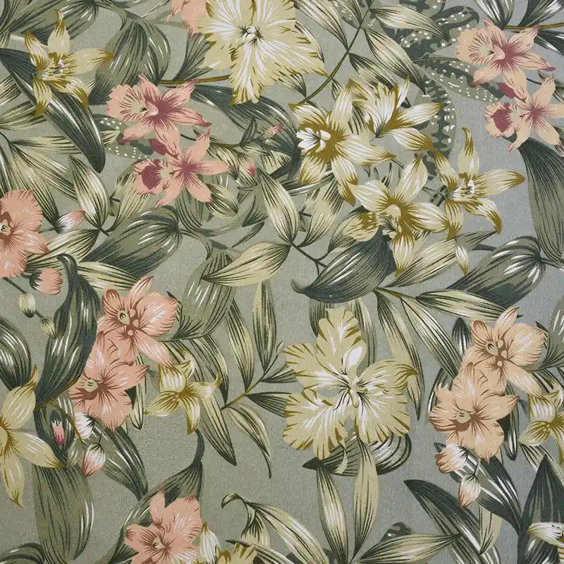 Tissu canvas à motif floral au mètre