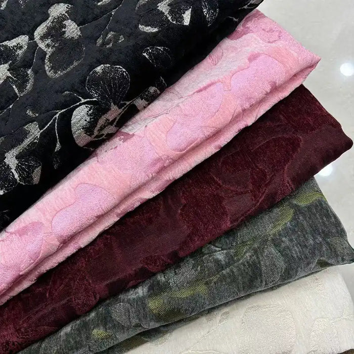 Tissu chenillé à motif floral au mètre