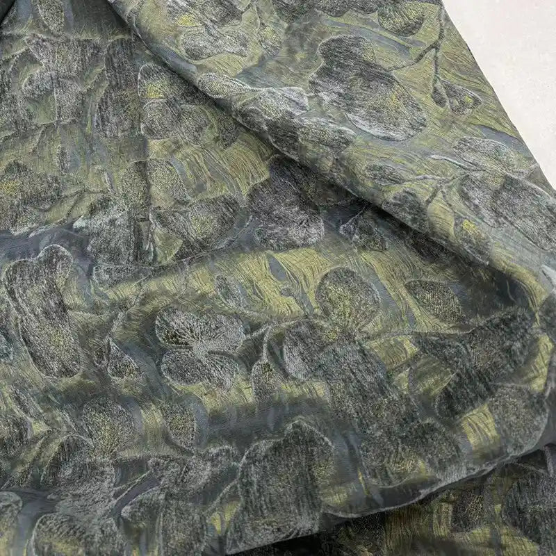 Tissu chenillé à motif floral au mètre