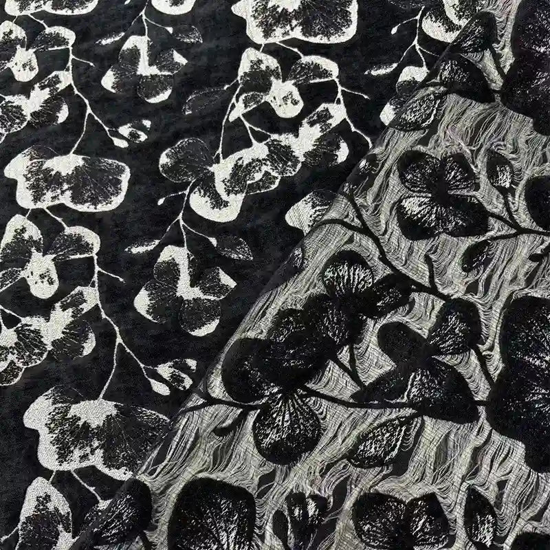 Tissu chenillé à motif floral au mètre
