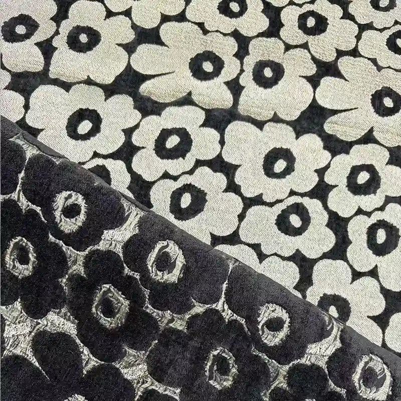 Tissu chenillé à motif floral au mètre