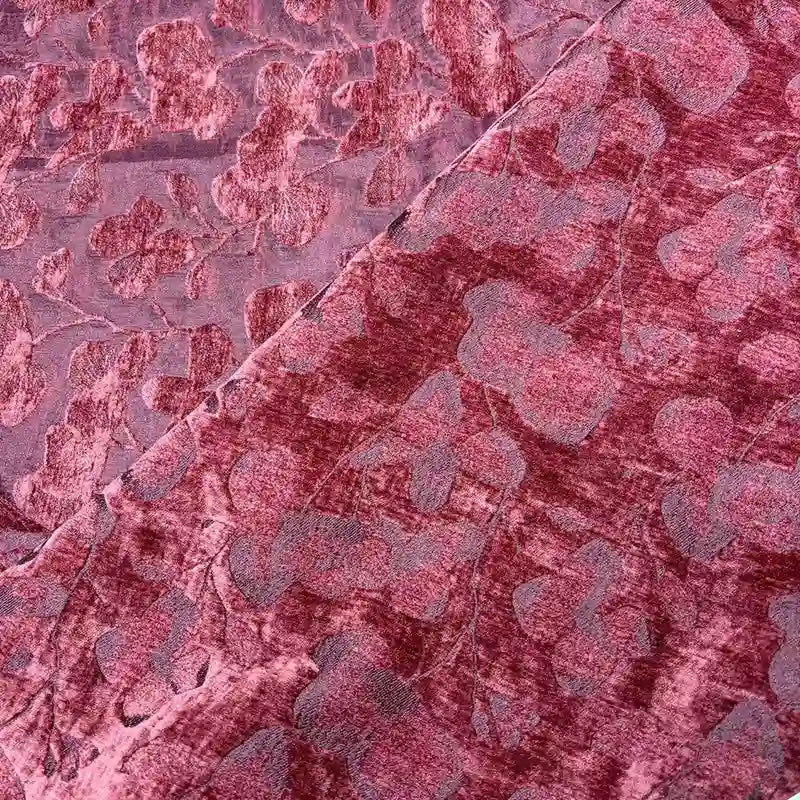 Tissu chenillé à motif floral au mètre