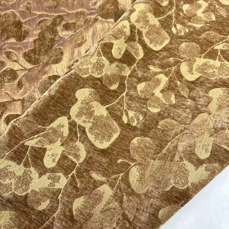 Tissu chenillé à motif floral au mètre