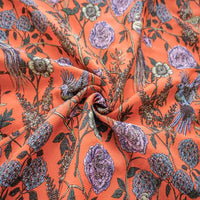 Tissu brocart fleurs et oiseaux au mètre