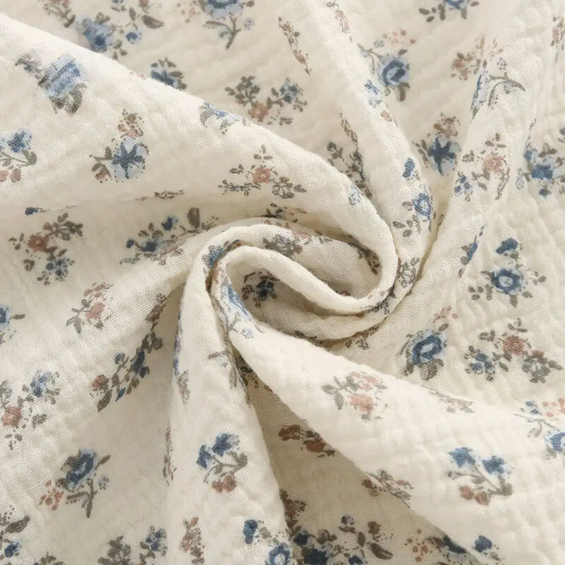 Tissu double gaze de coton à fleurs au mètre